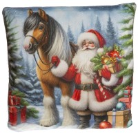 Новогодний подарок Подушка "Дед Мороз с лошадкой"