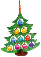 Модель из дерева "Ёлка с разноцветными шариками" (13 деталей)