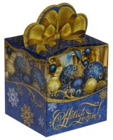 Новогодний подарок Кубик "Синие шары"